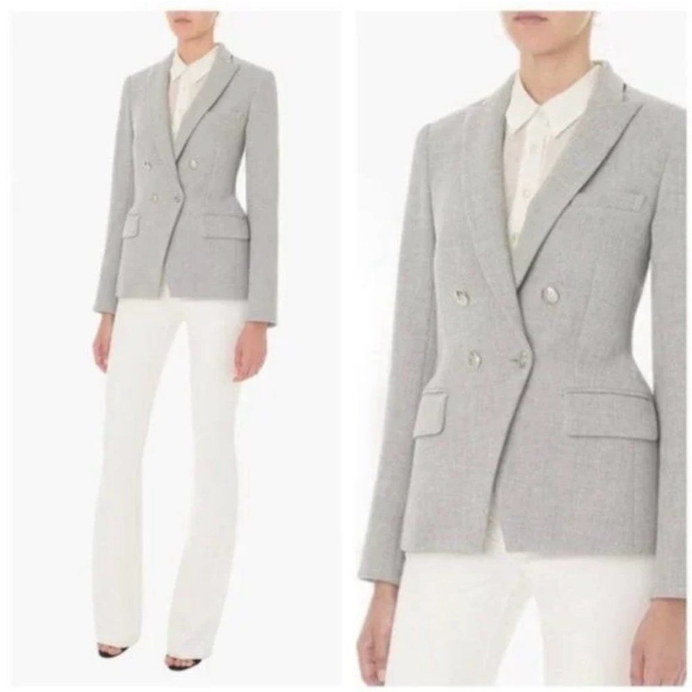 Veronica Beard Daytona Double-Breast Dickey Jacket, light grey gray